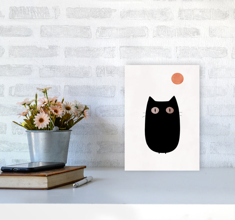 The Cat Contemporary Art Print by Kubistika A4 Black Frame