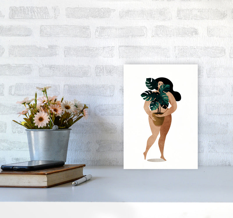 Nude With Plant Contemporary Art Print by Kubistika A4 Black Frame
