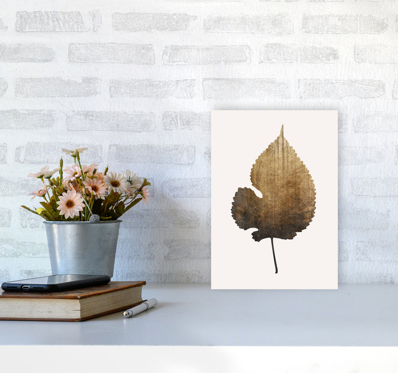 Golden leaf No Botanical Art Print by Kubistika A4 Black Frame