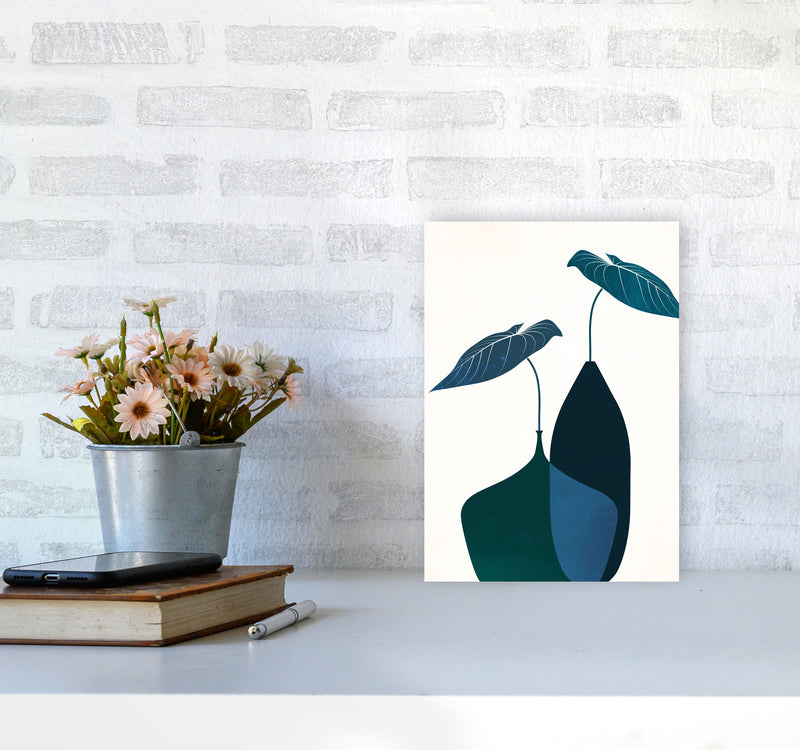 Scandinavian Bouquet-BLEU Contemporary Art Print by Kubistika A4 Black Frame