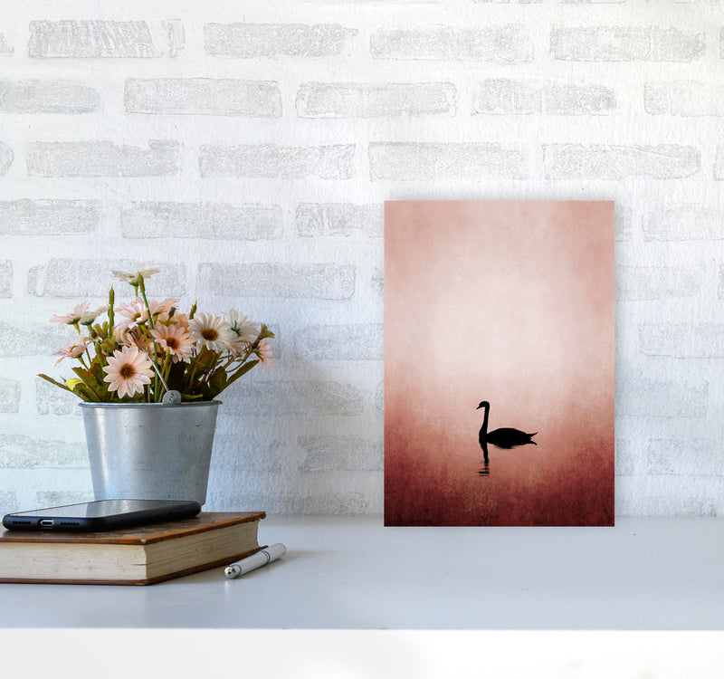 The Swan Contemporary Art Print by Kubistika A4 Black Frame