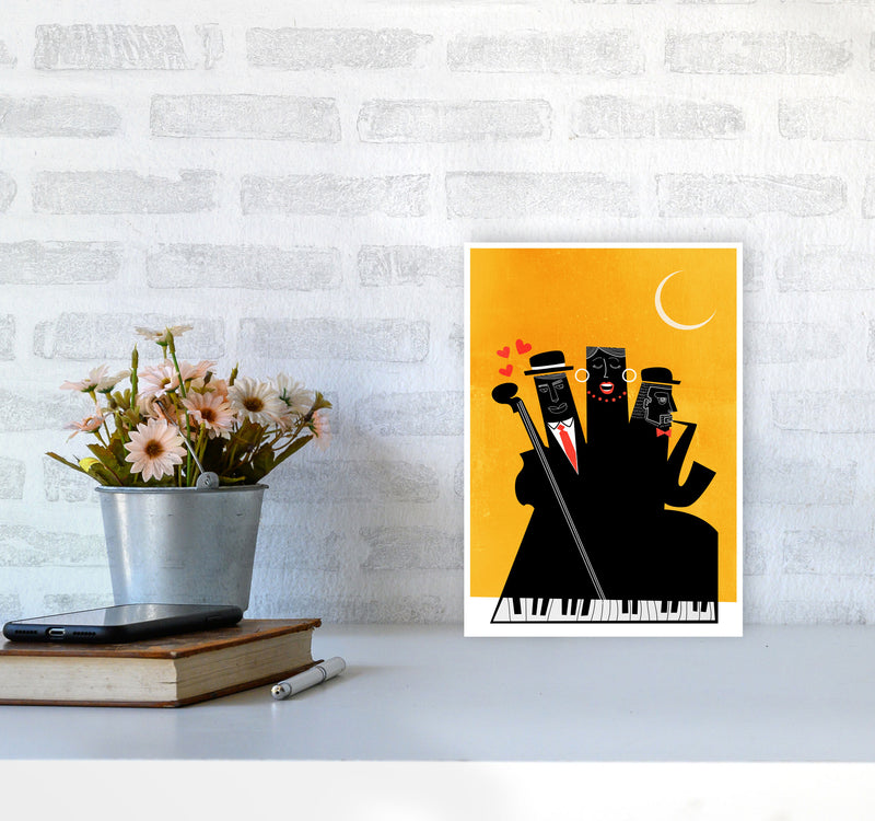 Casablanca Jazz-YELLOW Modern Music Art Print by Kubistika A4 Black Frame