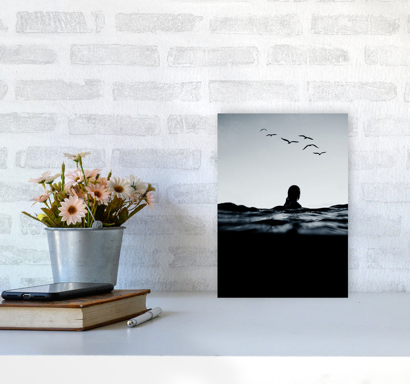 Floating Beach Photography Art Print by Kubistika A4 Black Frame