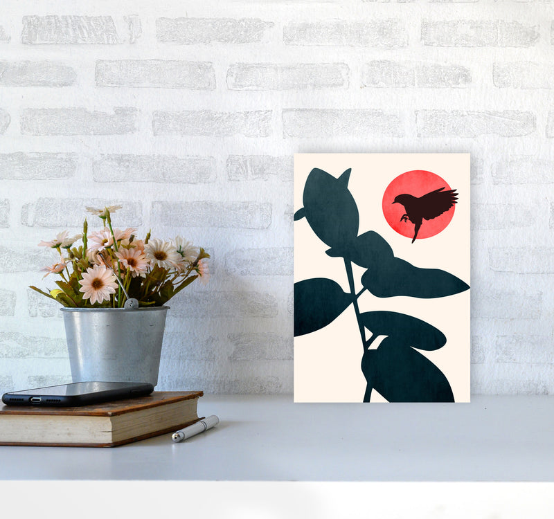 Japanese Bird Art Print by Kubistika A4 Black Frame