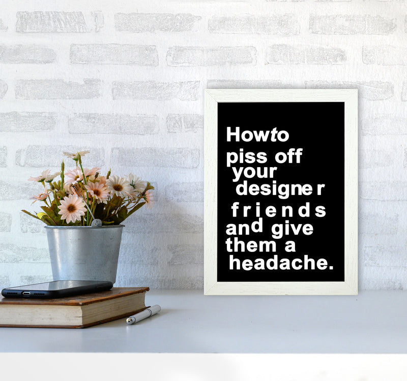 The Headache - BLACK Quote Contemporary Art Print by Kubistika A4 Oak Frame