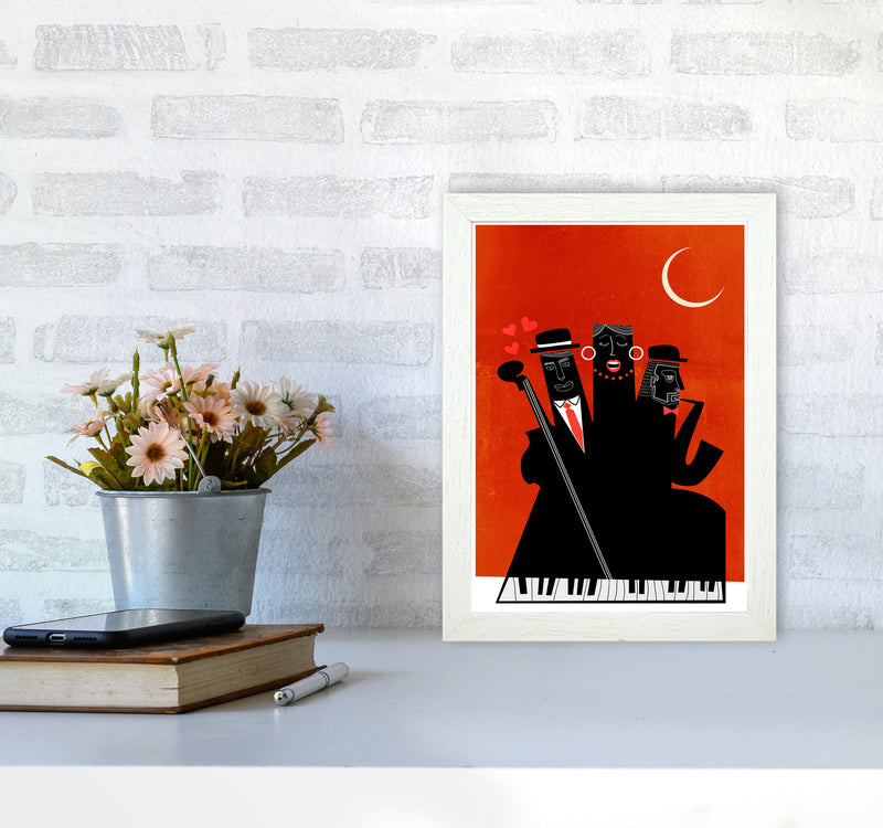 Casablanca Jazz-RED Modern Music Art Print by Kubistika A4 Oak Frame