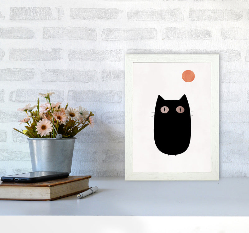 The Cat Contemporary Art Print by Kubistika A4 Oak Frame