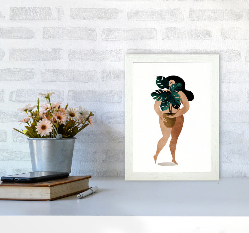 Nude With Plant Contemporary Art Print by Kubistika A4 Oak Frame