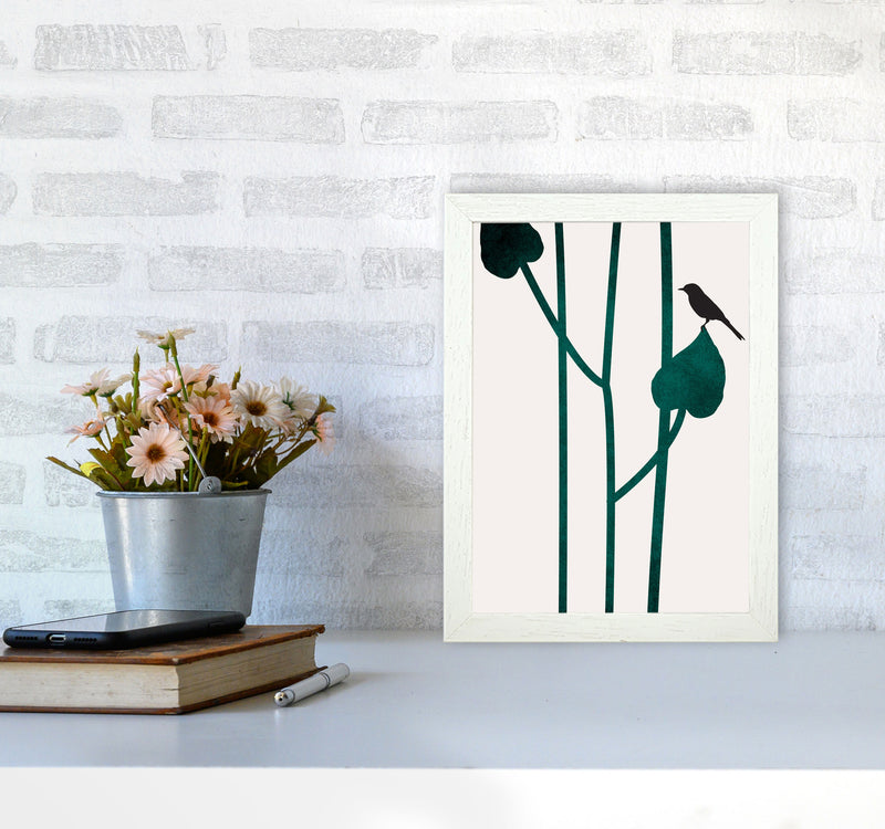 The Bird - NOIR Contemporary Art Print by Kubistika A4 Oak Frame