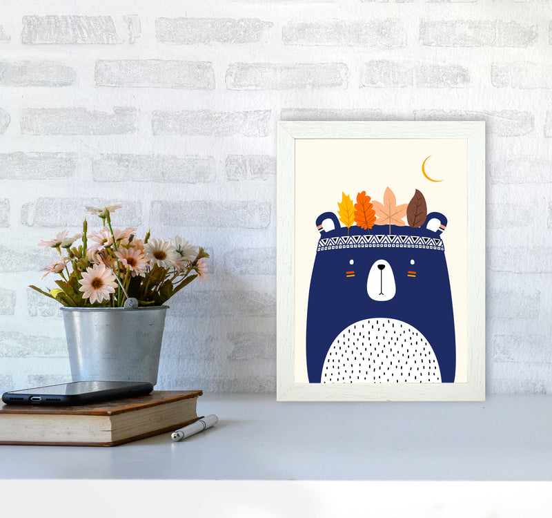 Little Cute Bear Nursery Art Print by Kubisitika A4 Oak Frame
