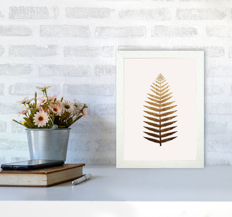 Golden Leaf Botanical Art Print by Kubistika A4 Oak Frame