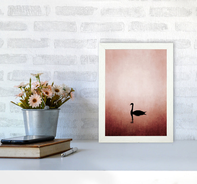 The Swan Contemporary Art Print by Kubistika A4 Oak Frame