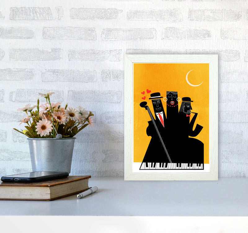 Casablanca Jazz-YELLOW Modern Music Art Print by Kubistika A4 Oak Frame