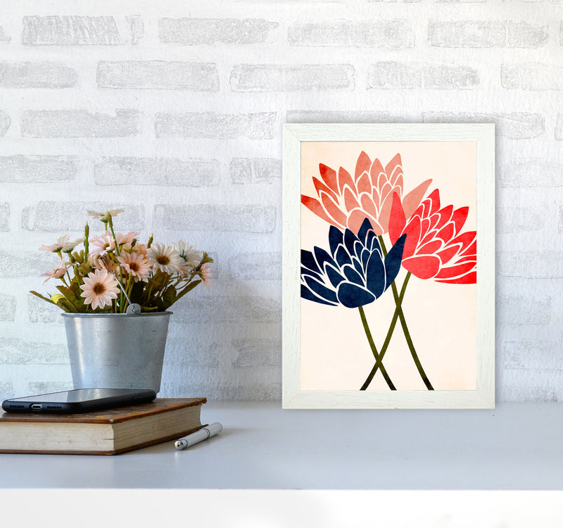 Three Blossoms Art Print by Kubistika A4 Oak Frame