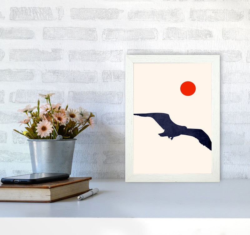 Seagull Art Print by Kubistika A4 Oak Frame