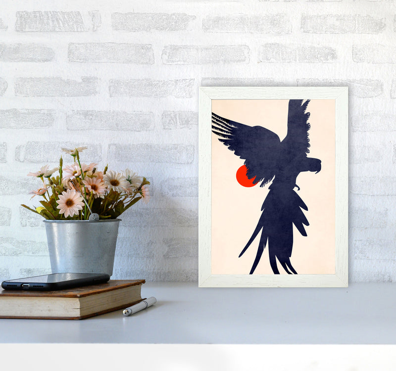 Parrot Art Print by Kubistika A4 Oak Frame