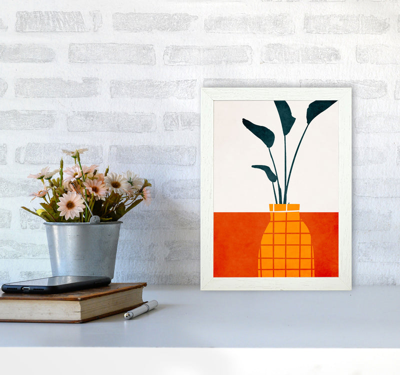 Kitchen Table With Plant Art Print by Kubistika A4 Oak Frame
