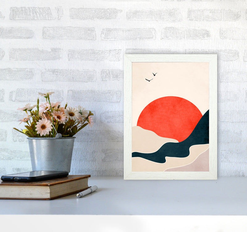 Drowning Sun Art Print by Kubistika A4 Oak Frame