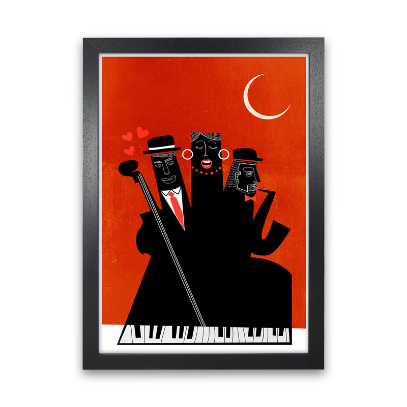 Casablanca Jazz-RED Modern Music Art Print by Kubistika Black Grain
