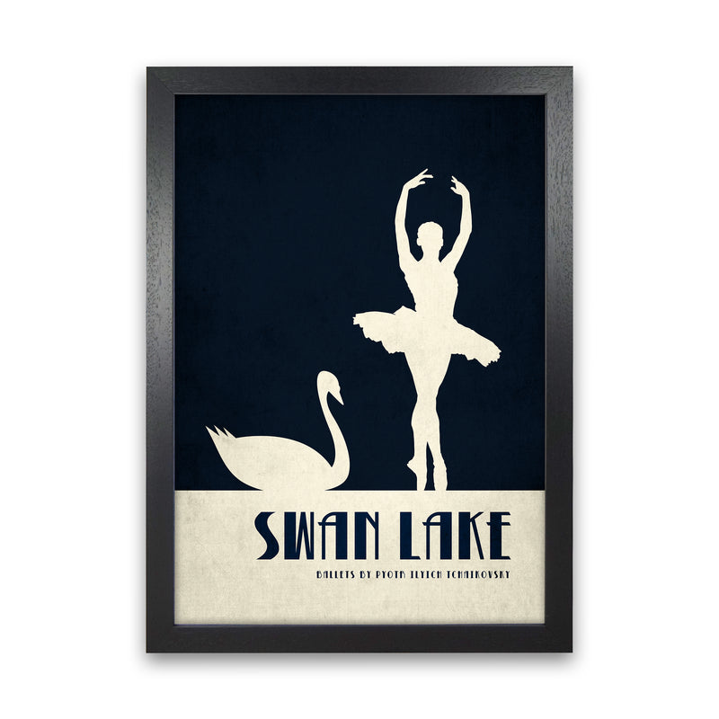 Swan Lake Ballet Poster Contemporary Art Print by Kubistika Black Grain