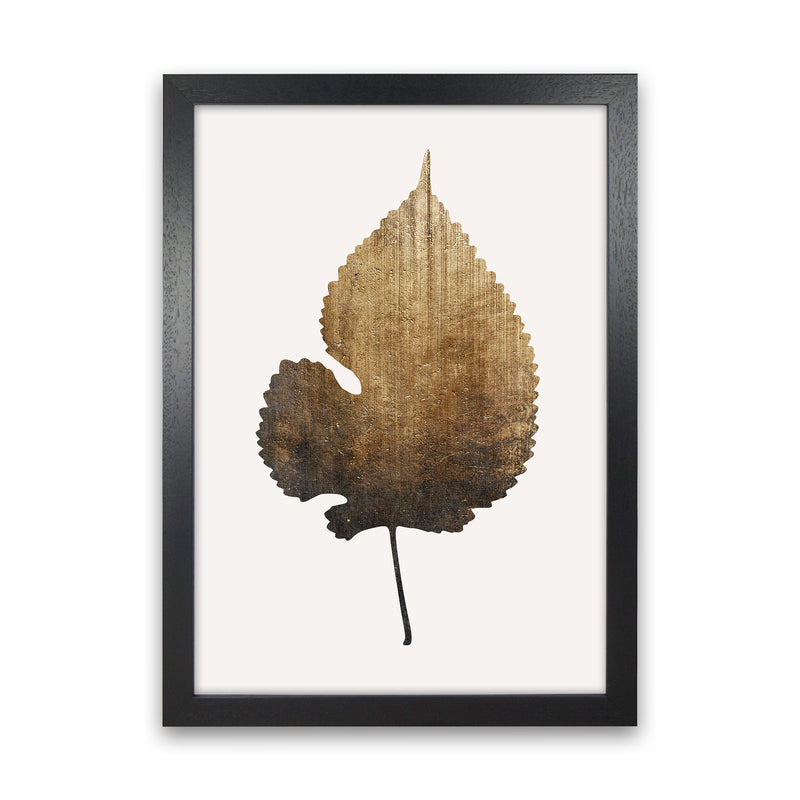 Golden Leaf Botanical Art Print by Kubistika Black Grain
