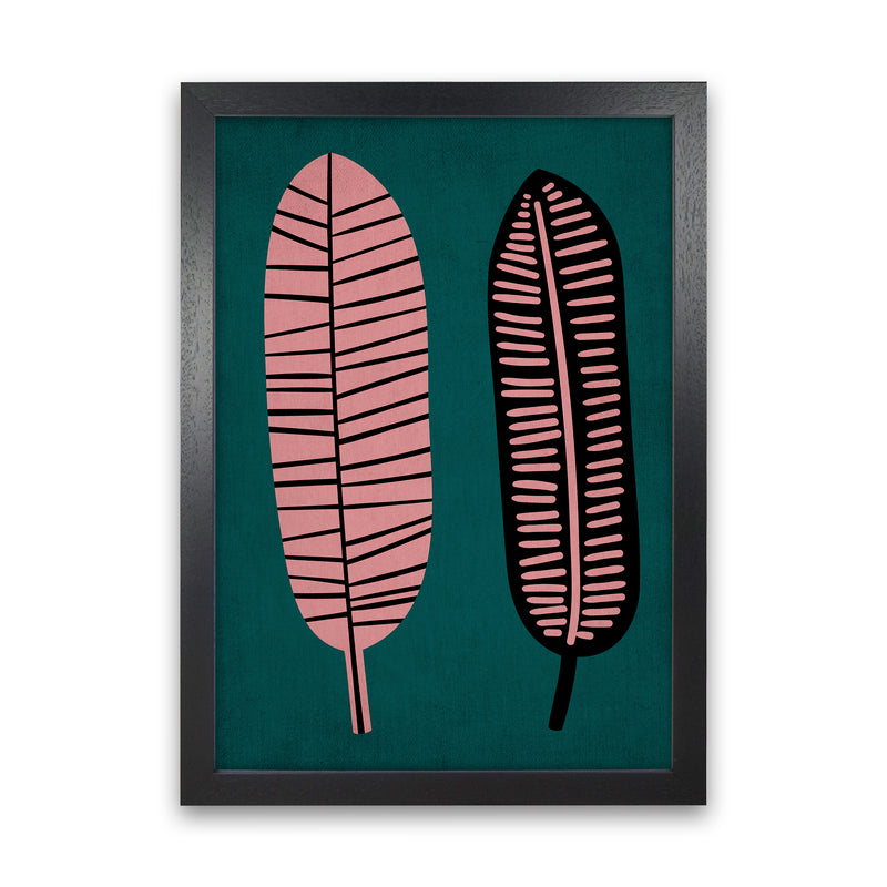 Two Leafs Contemporary Art Print by Kubistika Black Grain