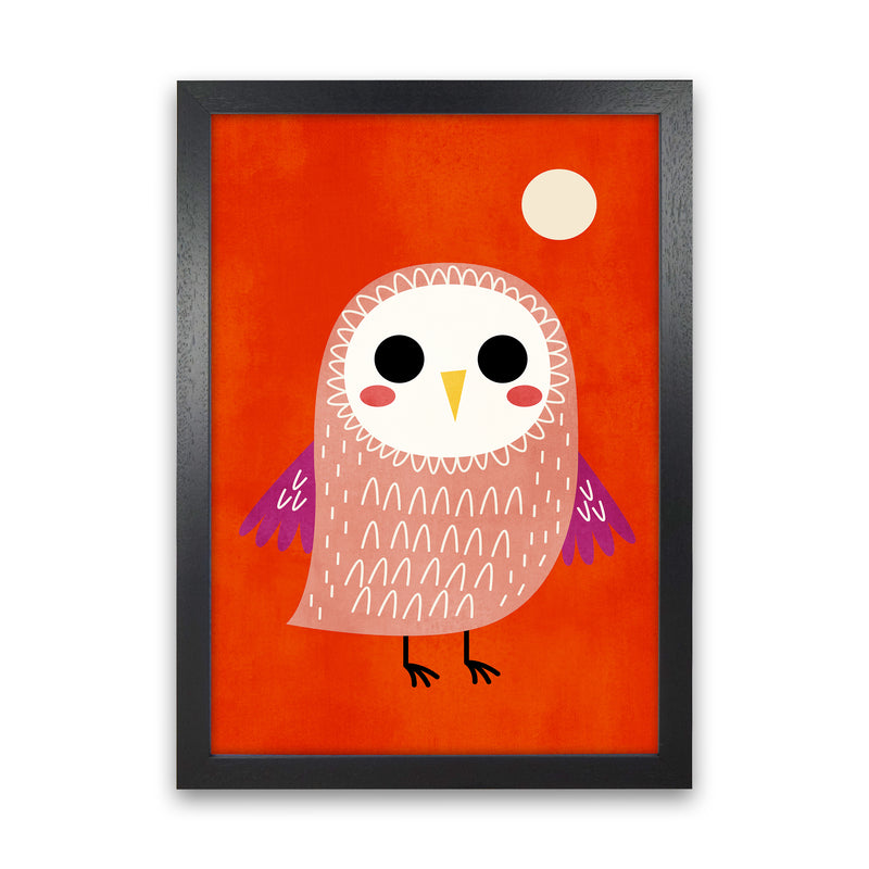 Little Owl Nursery Childrens Art Print by Kubistika Black Grain
