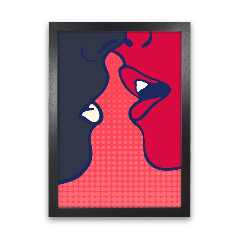 The Kiss - PINK Colourful Modern Art Print by Kubistika Black Grain