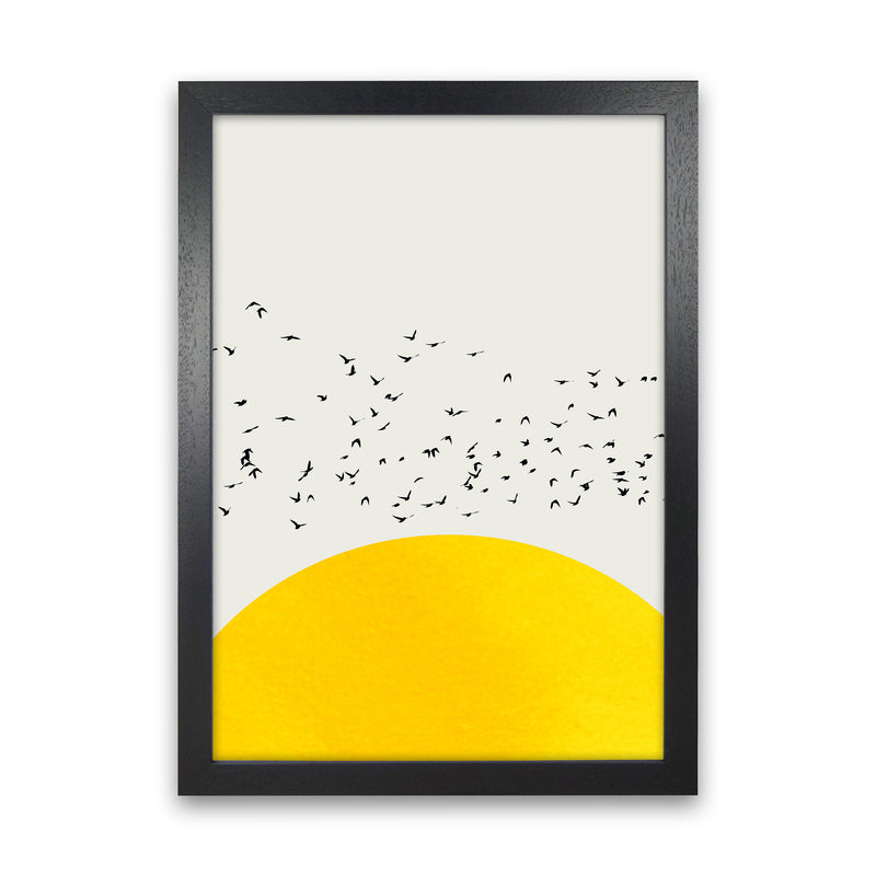 1000 Birds Modern Abstract Art Print by Kubistika Black Grain
