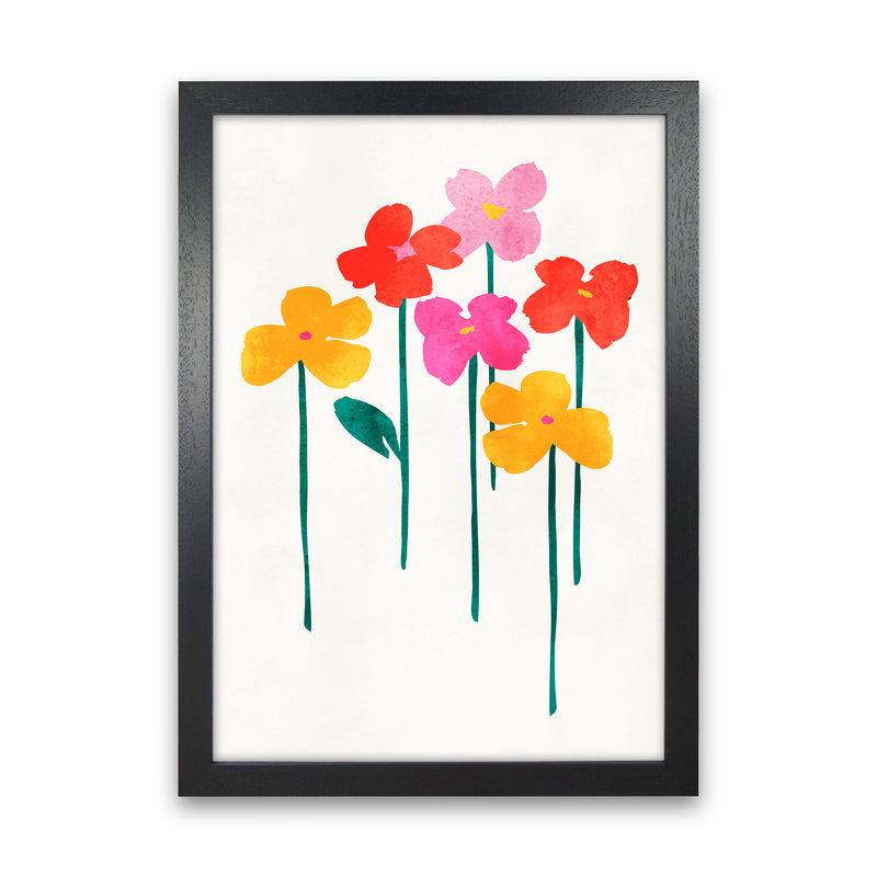 Little Happy Flowers Colourful Art Print by Kubistika Black Grain