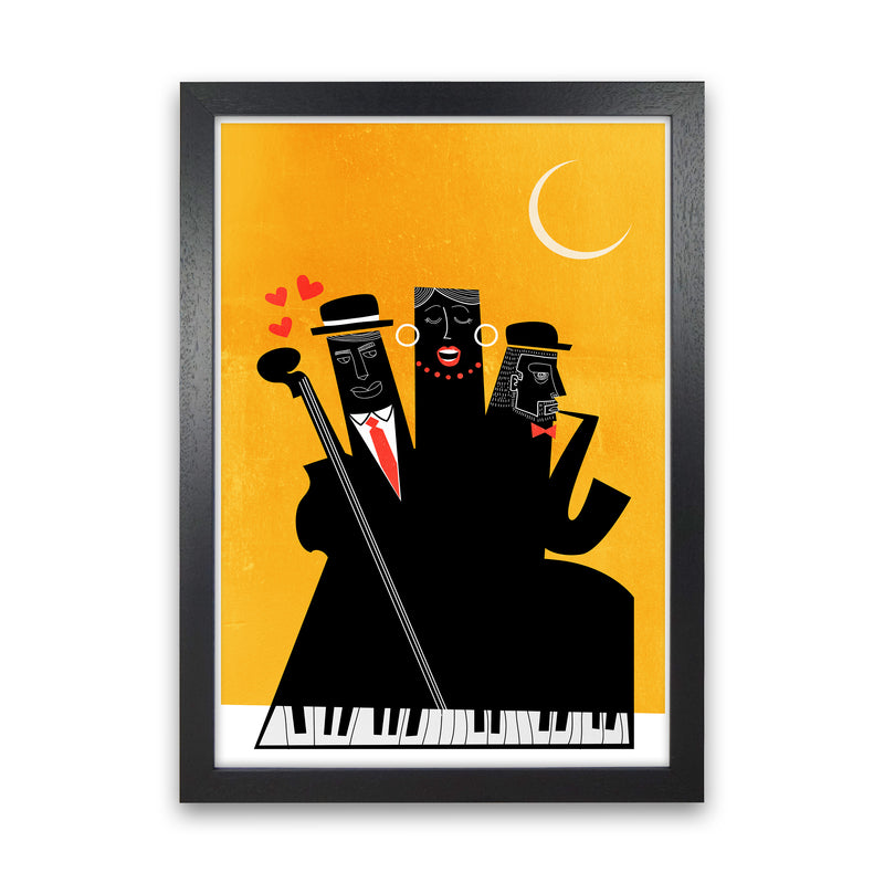 Casablanca Jazz-YELLOW Modern Music Art Print by Kubistika Black Grain