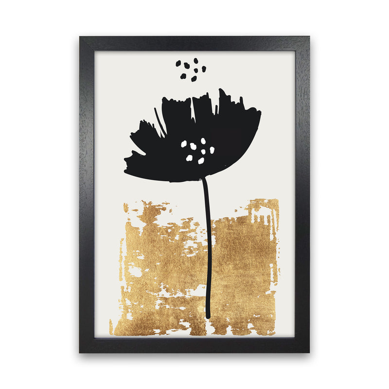 Black Poppy Floral Contemporary Art Print by Kubistika Black Grain
