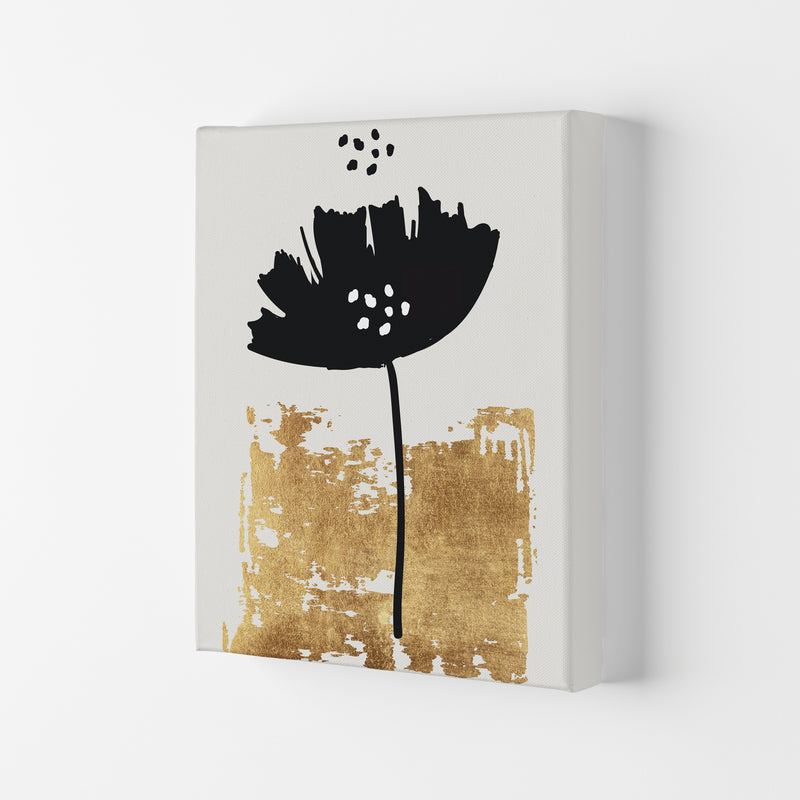Black Poppy Floral Contemporary Art Print by Kubistika Canvas