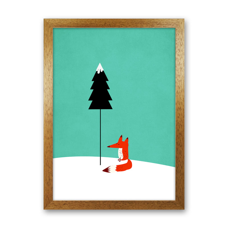 A Cute Little Fox  Modern Animal Art Print by Kubistika Oak Grain