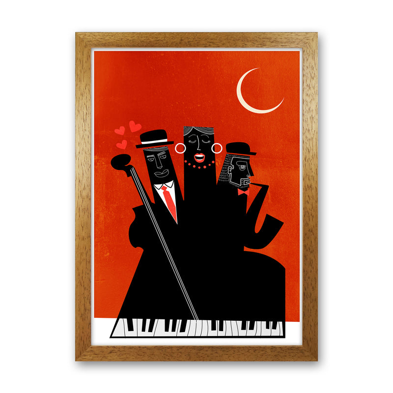 Casablanca Jazz-RED Modern Music Art Print by Kubistika Oak Grain