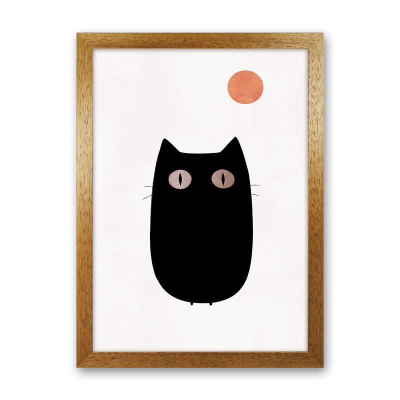 The Cat Contemporary Art Print by Kubistika Oak Grain