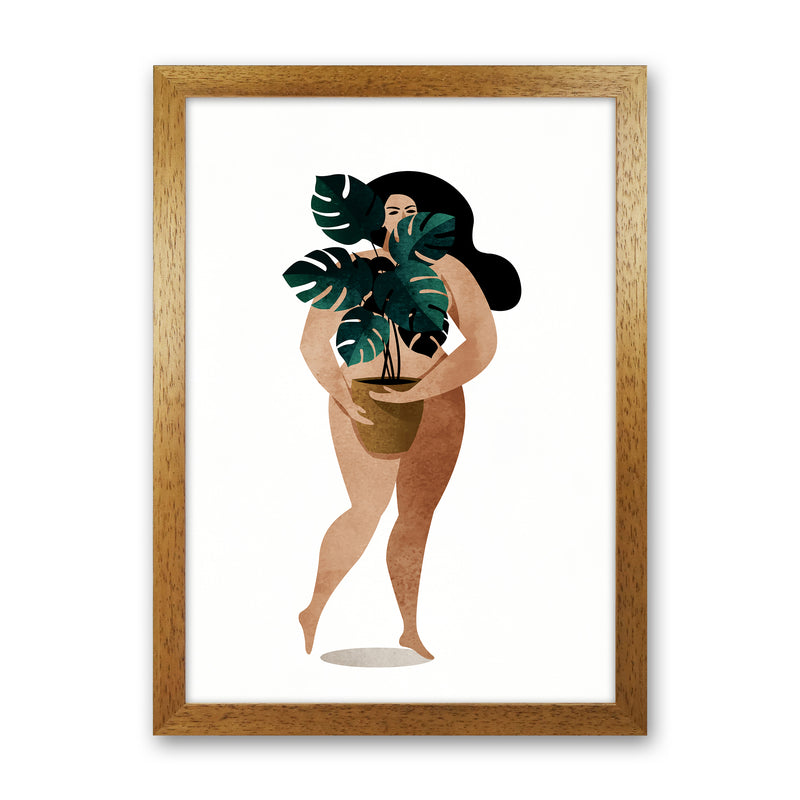 Nude With Plant Contemporary Art Print by Kubistika Oak Grain
