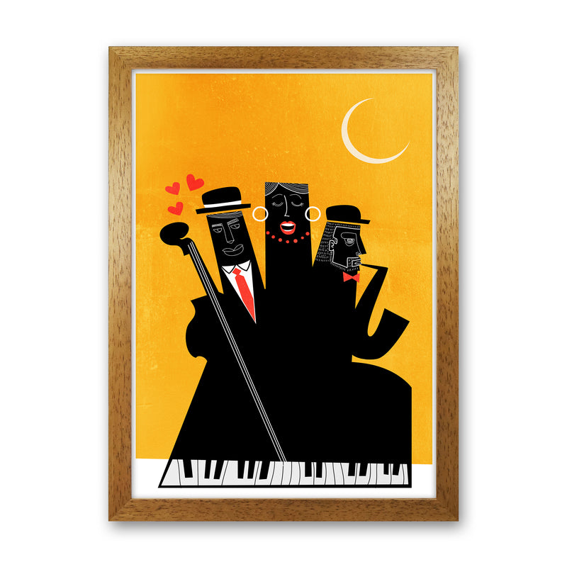 Casablanca Jazz-YELLOW Modern Music Art Print by Kubistika Oak Grain