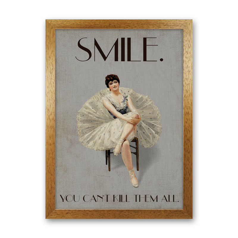 Keep Smiling Vintage Art Print by Kubistika Oak Grain
