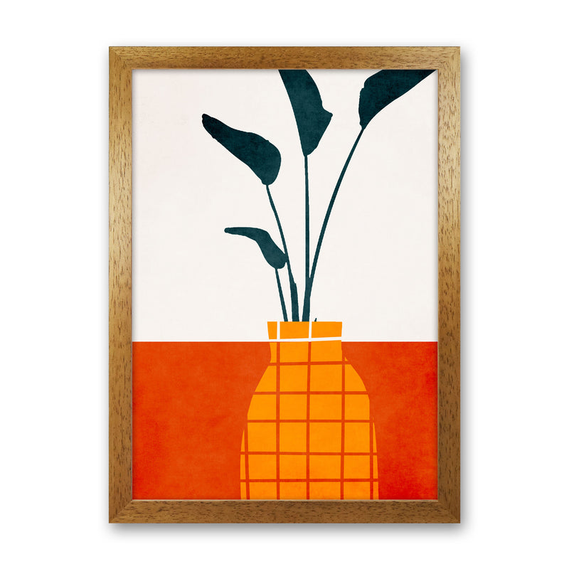 Kitchen Table With Plant Art Print by Kubistika Oak Grain