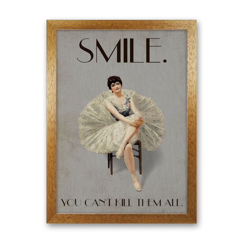 Keep Smiling Art Print by Kubistika Oak Grain