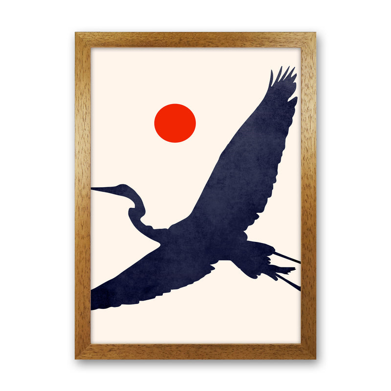 Crane Art Print by Kubistika Oak Grain