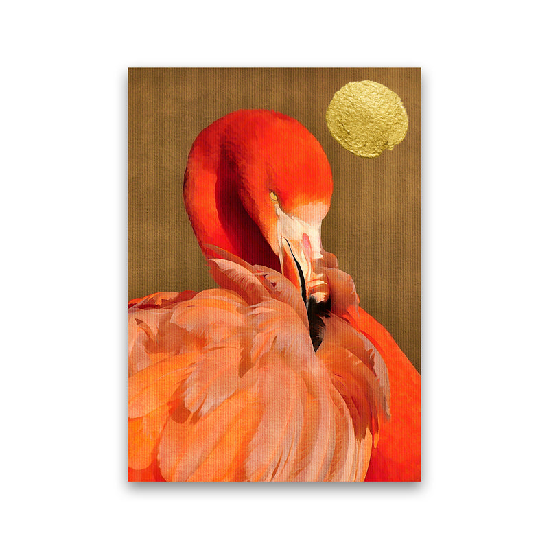 Flamingo With Golden Sun Animal Art Print by Kubistika Print Only