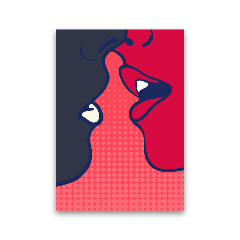 The Kiss - PINK Colourful Modern Art Print by Kubistika Print Only