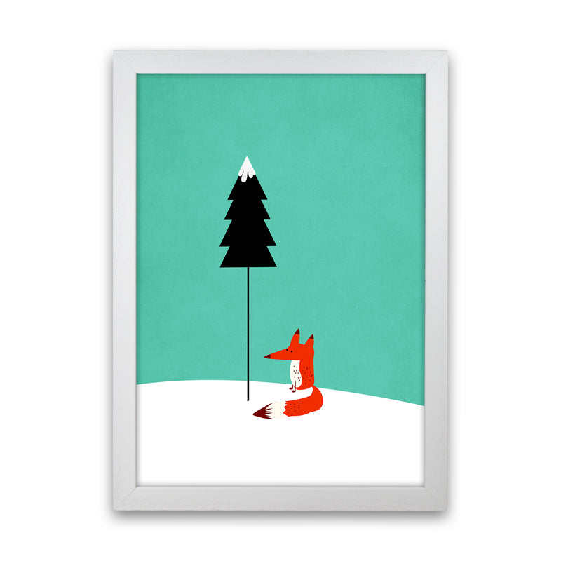A Cute Little Fox  Modern Animal Art Print by Kubistika White Grain