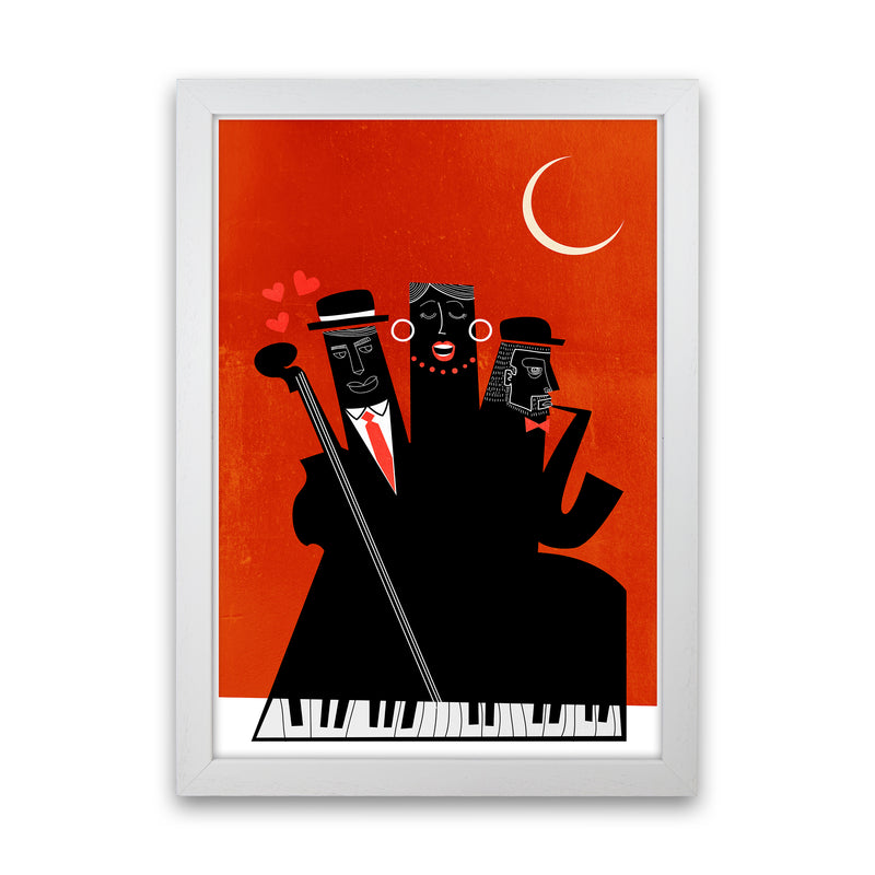 Casablanca Jazz-RED Modern Music Art Print by Kubistika White Grain