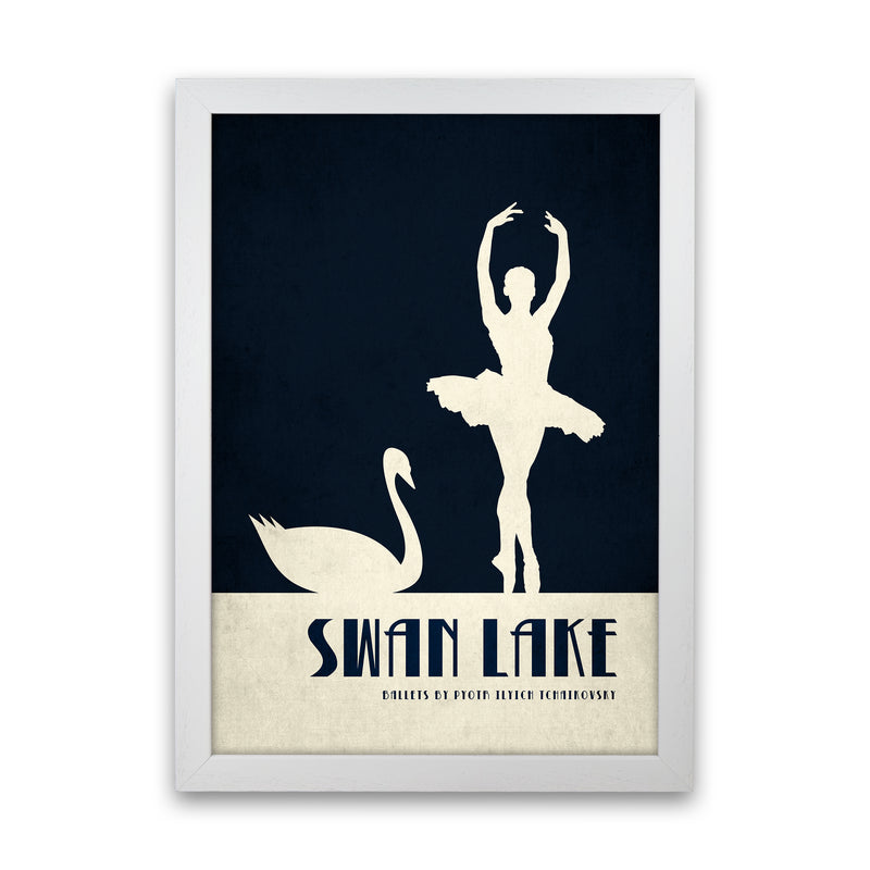 Swan Lake Ballet Poster Contemporary Art Print by Kubistika White Grain