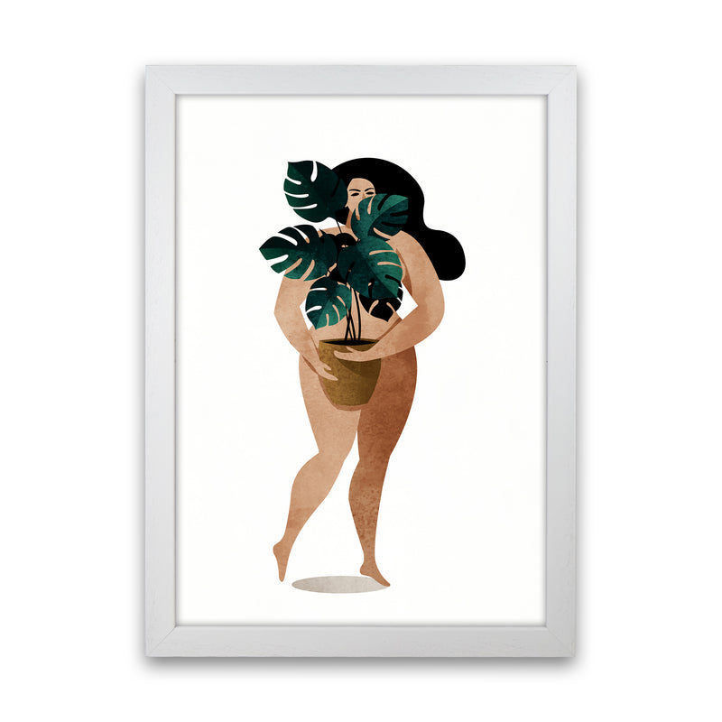 Nude With Plant Contemporary Art Print by Kubistika White Grain