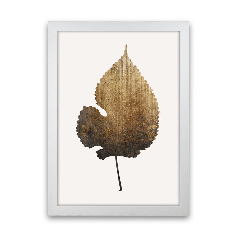Golden Leaf Botanical Art Print by Kubistika White Grain