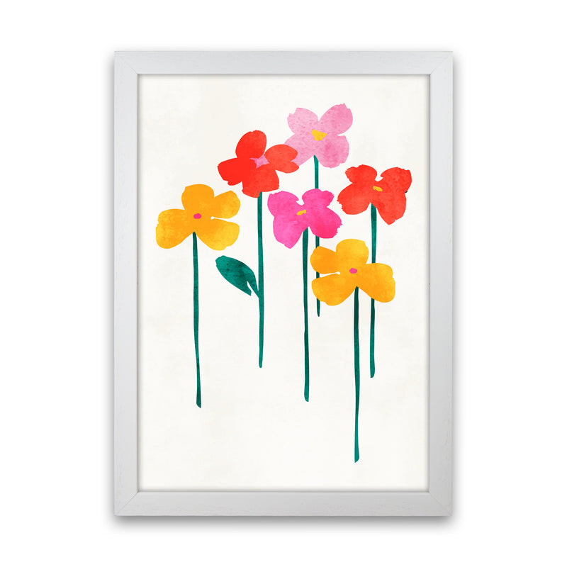 Little Happy Flowers Colourful Art Print by Kubistika White Grain